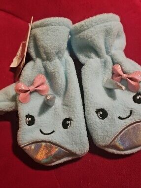 NWT Narwhal Infant ToddlerSize 12-24 Month Fleece Mittens Love @ First Sight